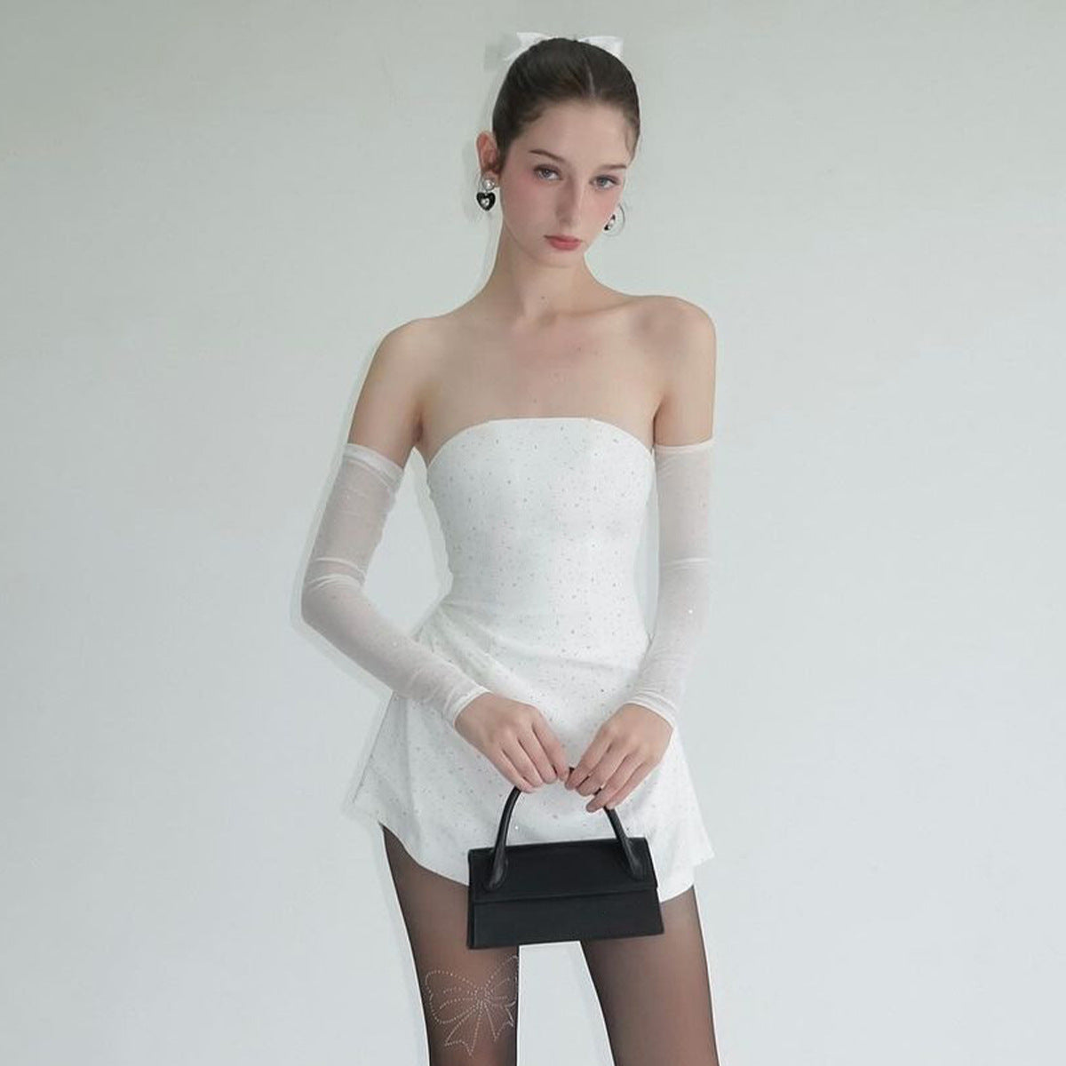 Sparkly Mesh Sleeve Mini Dress