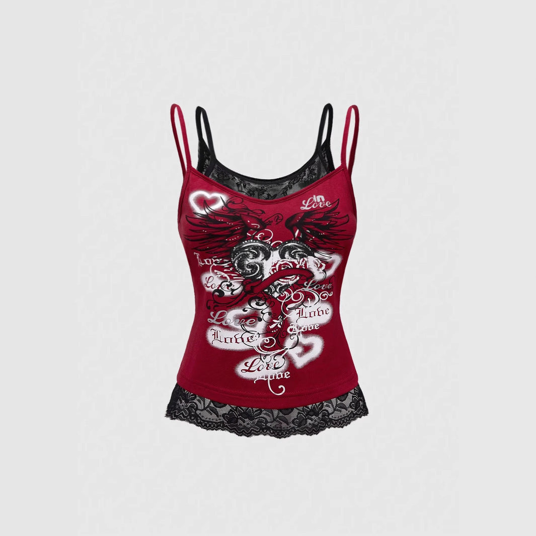 Y2K Skull Lace Tank Top