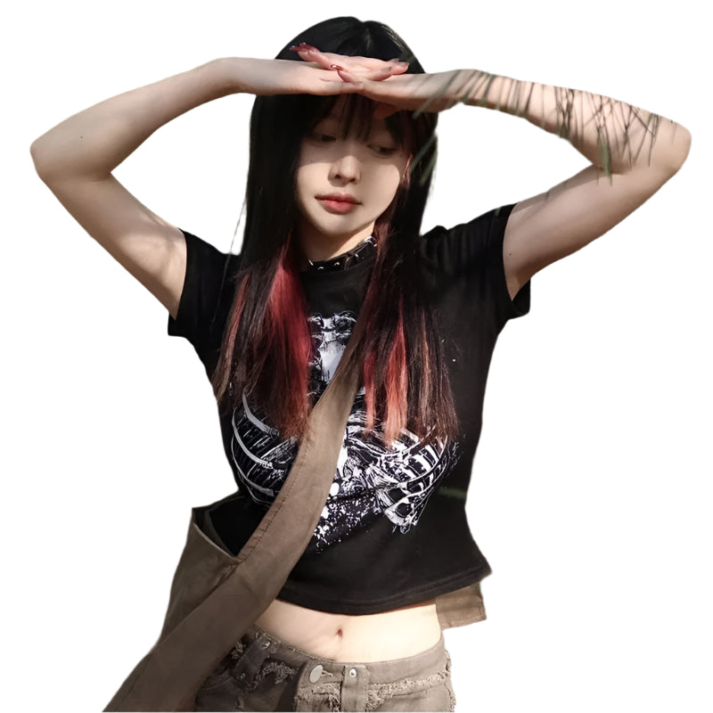 Ribcage Print Grunge Tee
