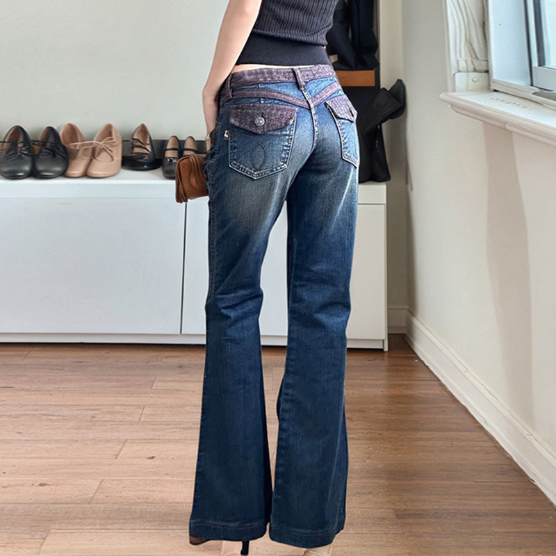 Dark Blue Flare Jeans – Clean Y2K