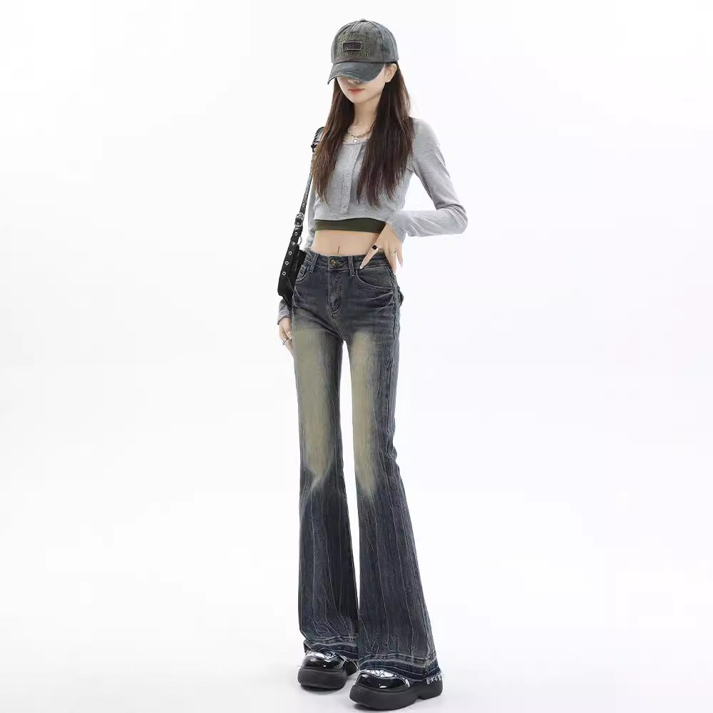 Low Waist Gradient Flare Jeans