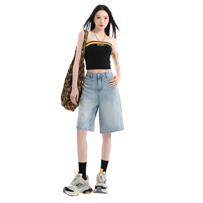 Knee Length Baggy Denim Shorts
