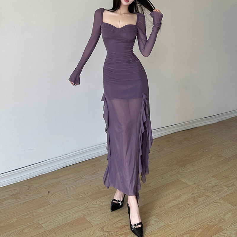 Elegant Mesh Ruffled Dress