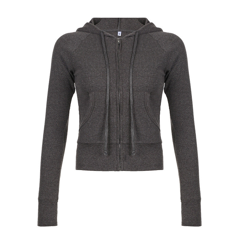 Fitted Zip-Up Hoodie – Y2K Street Style