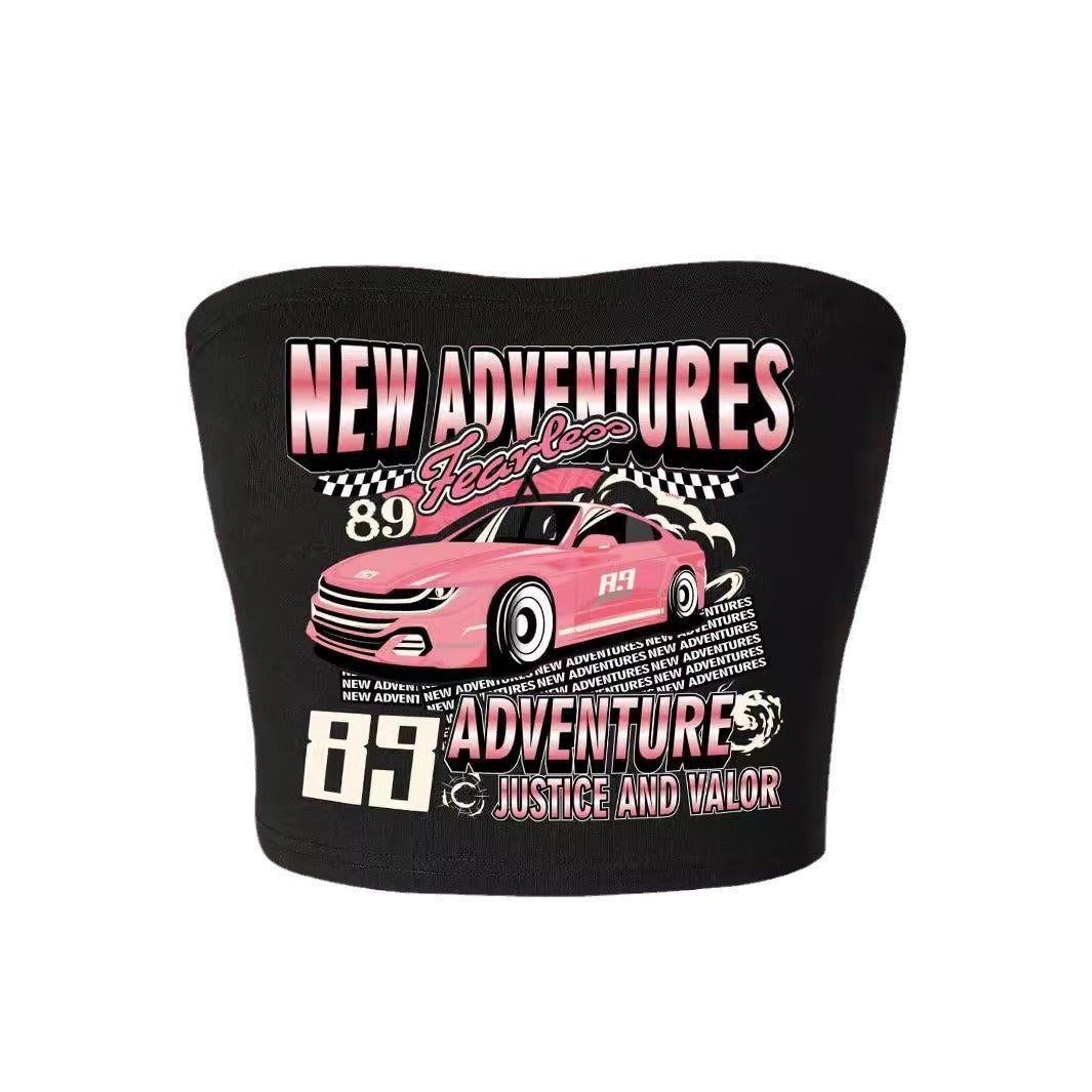 Pink Car Graphic Tube Top