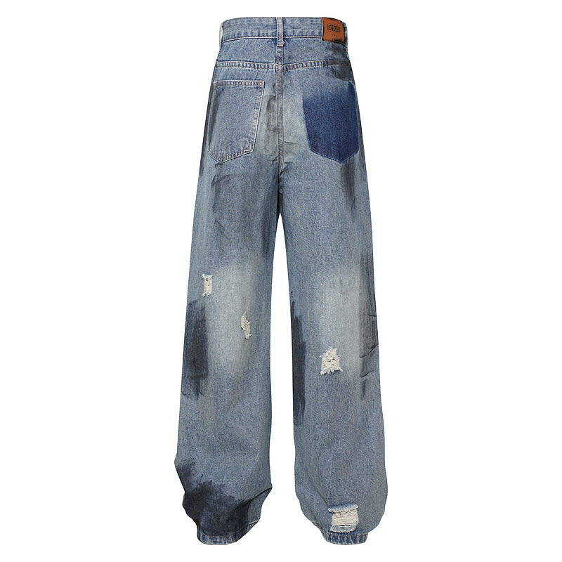 Vintage Tie-Dye Ripped Jeans