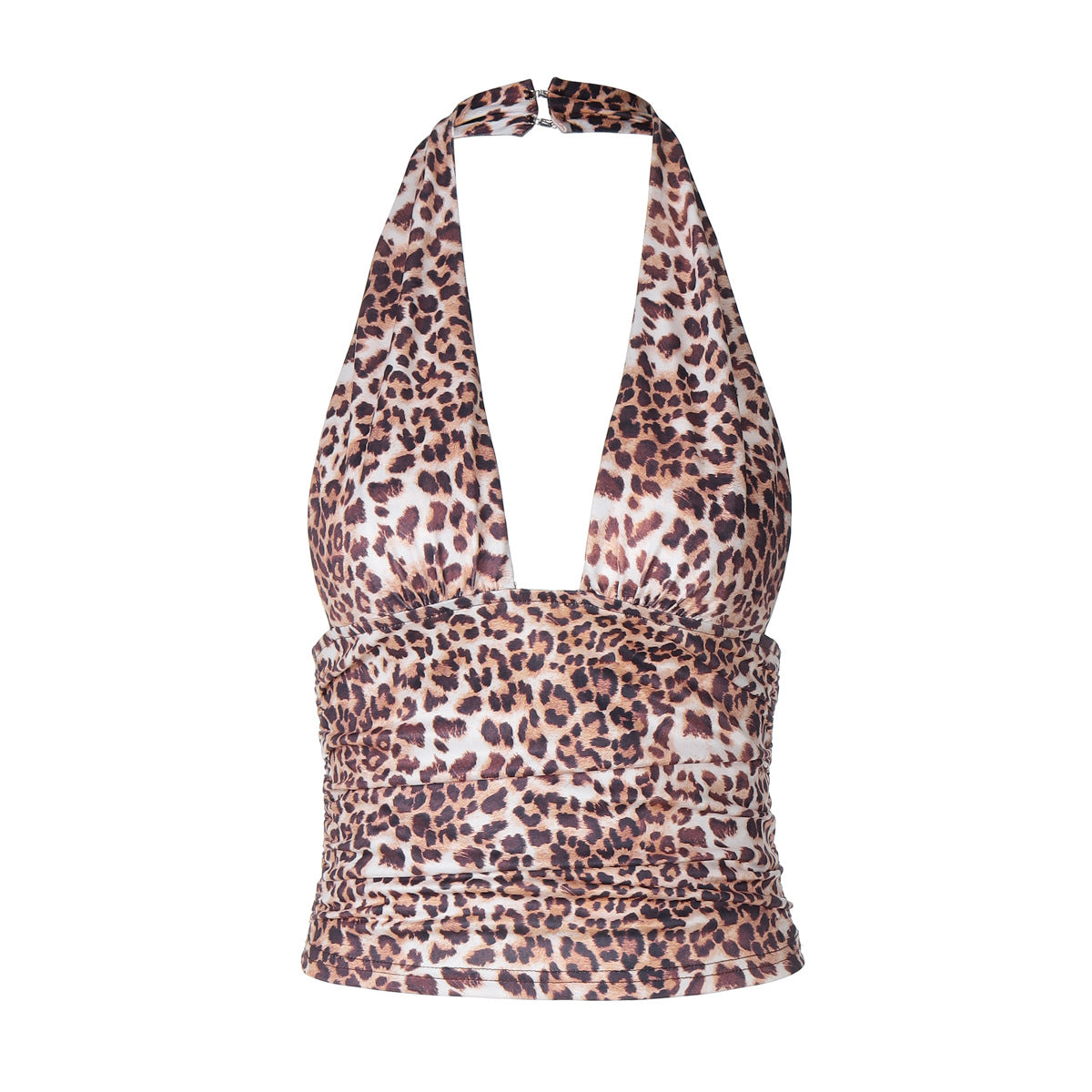 Y2K Leopard Halter Crop Top