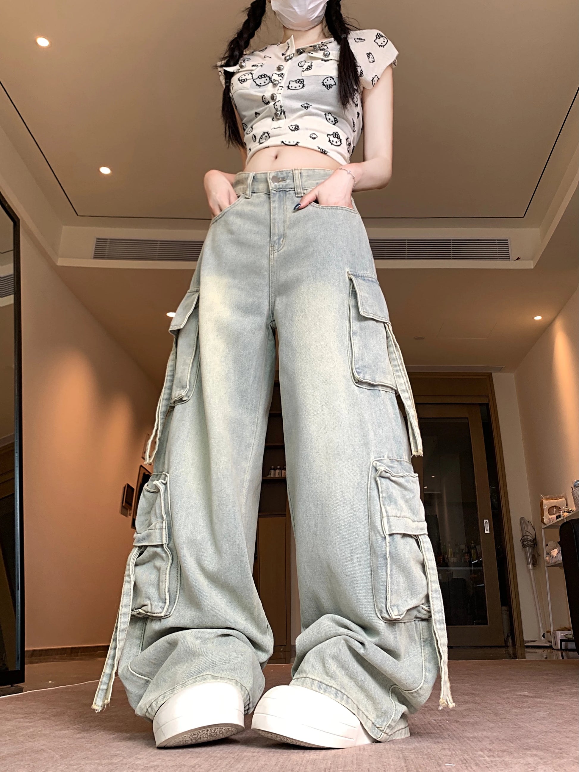 Pants Cargo Y2K Streetwear