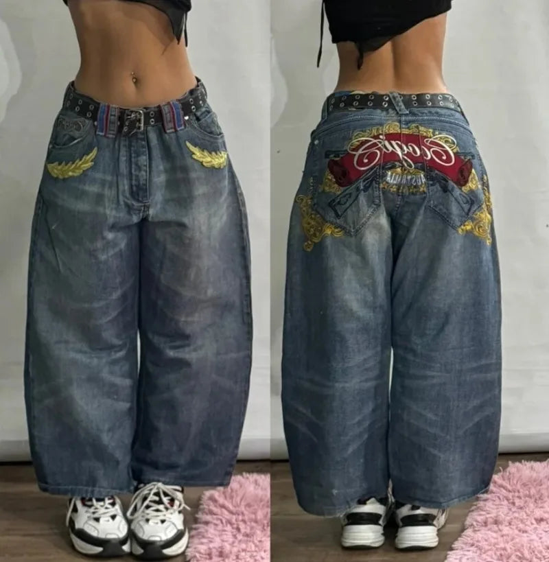 Washed Baggy Jeans Ladies Y2K Gothic