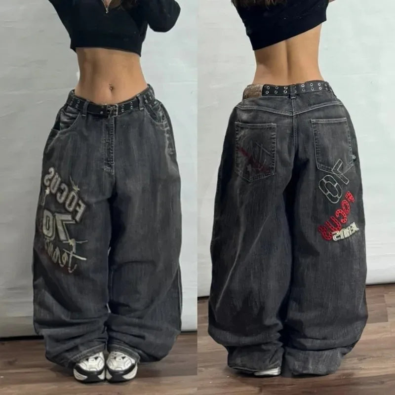 Washed Baggy Jeans Ladies Y2K Gothic