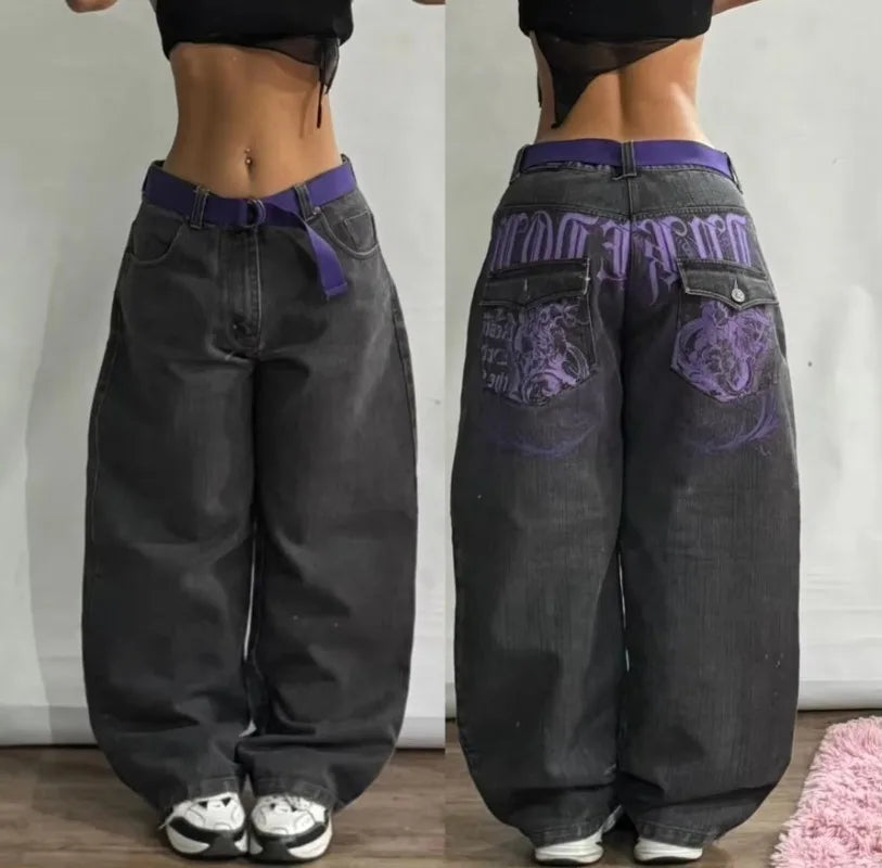 Washed Baggy Jeans Ladies Y2K Gothic