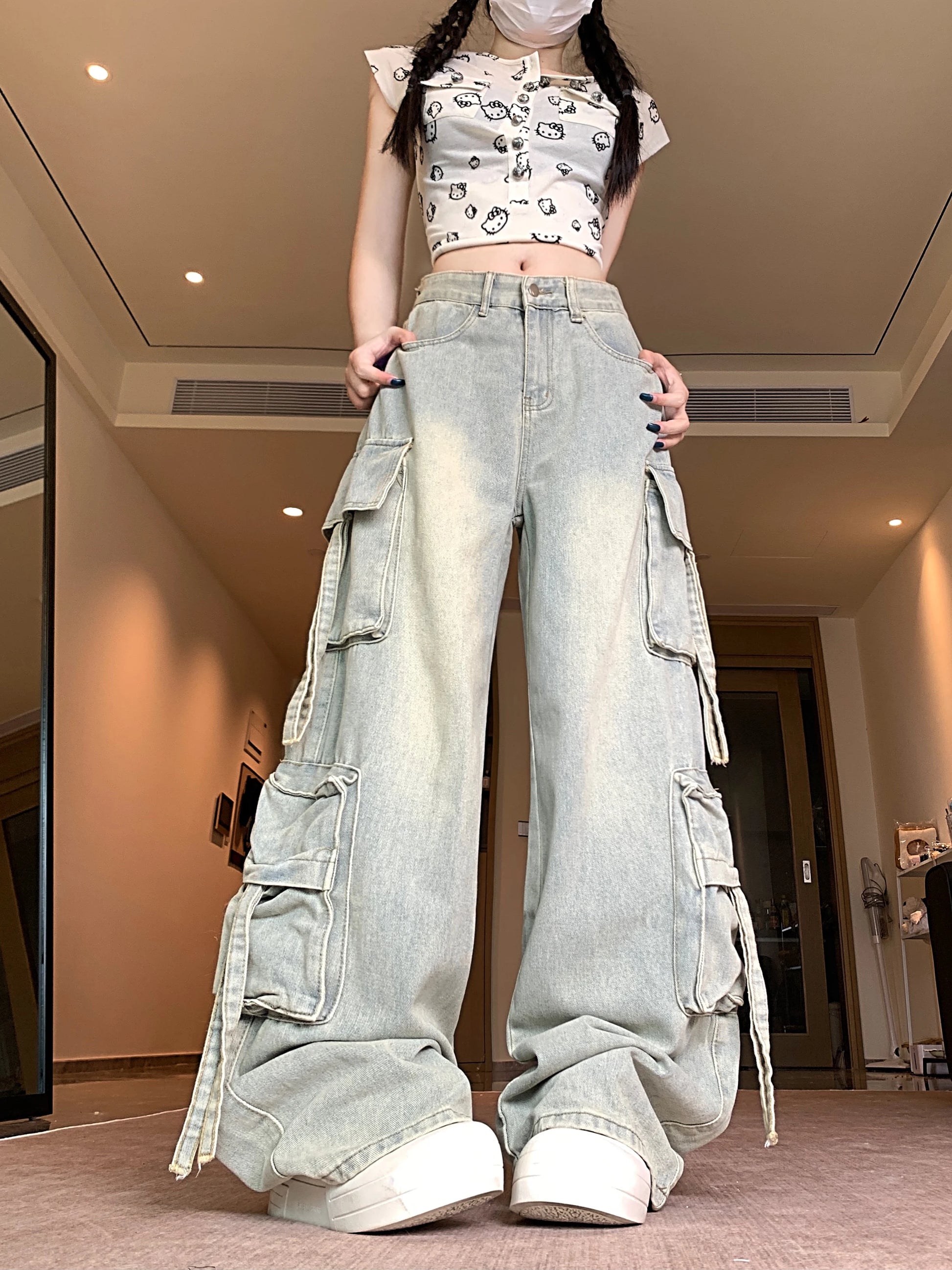 Pants Cargo Y2K Streetwear