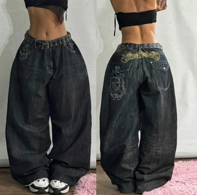 Washed Baggy Jeans Ladies Y2K Gothic