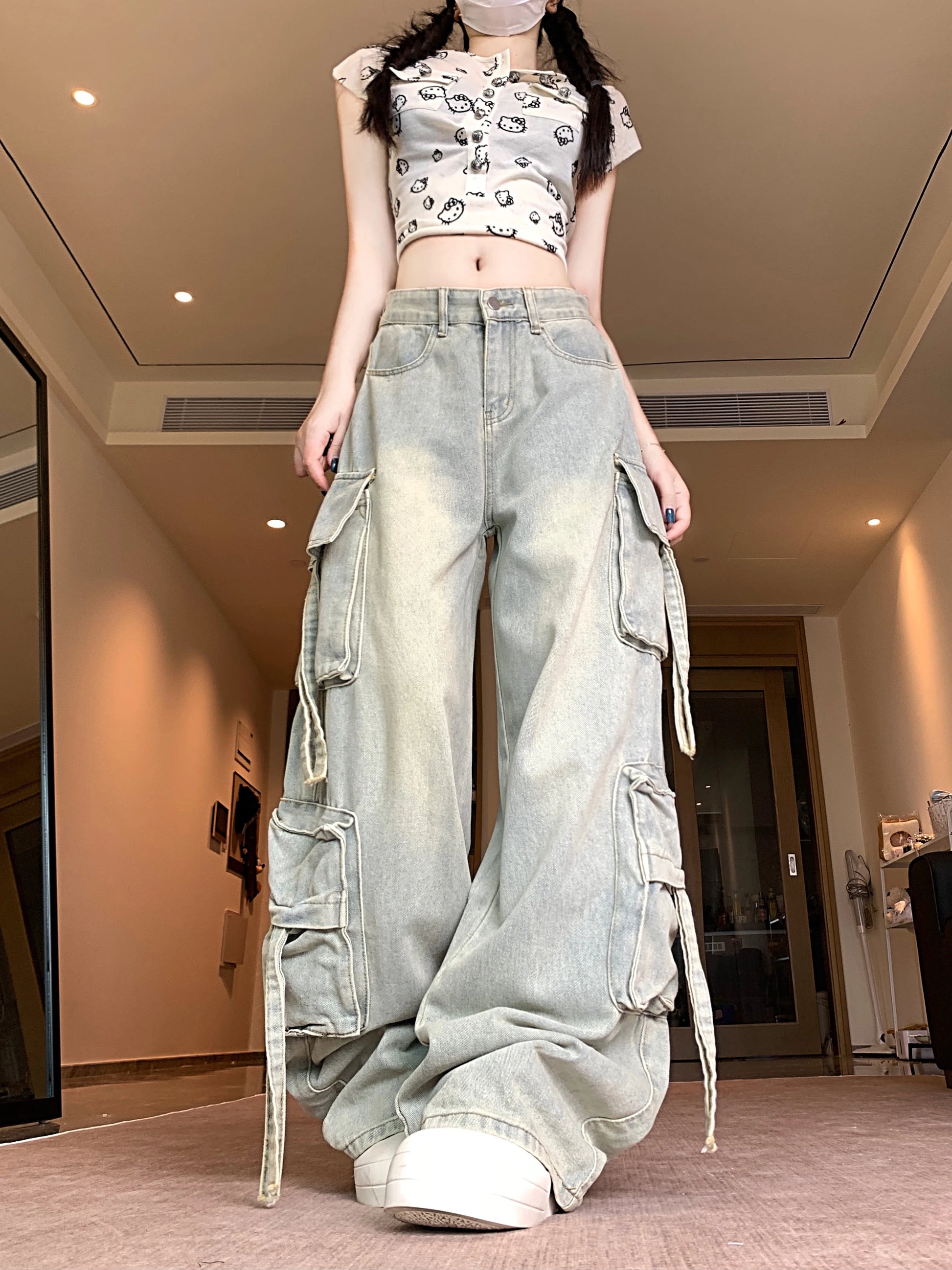 Pants Cargo Y2K Streetwear